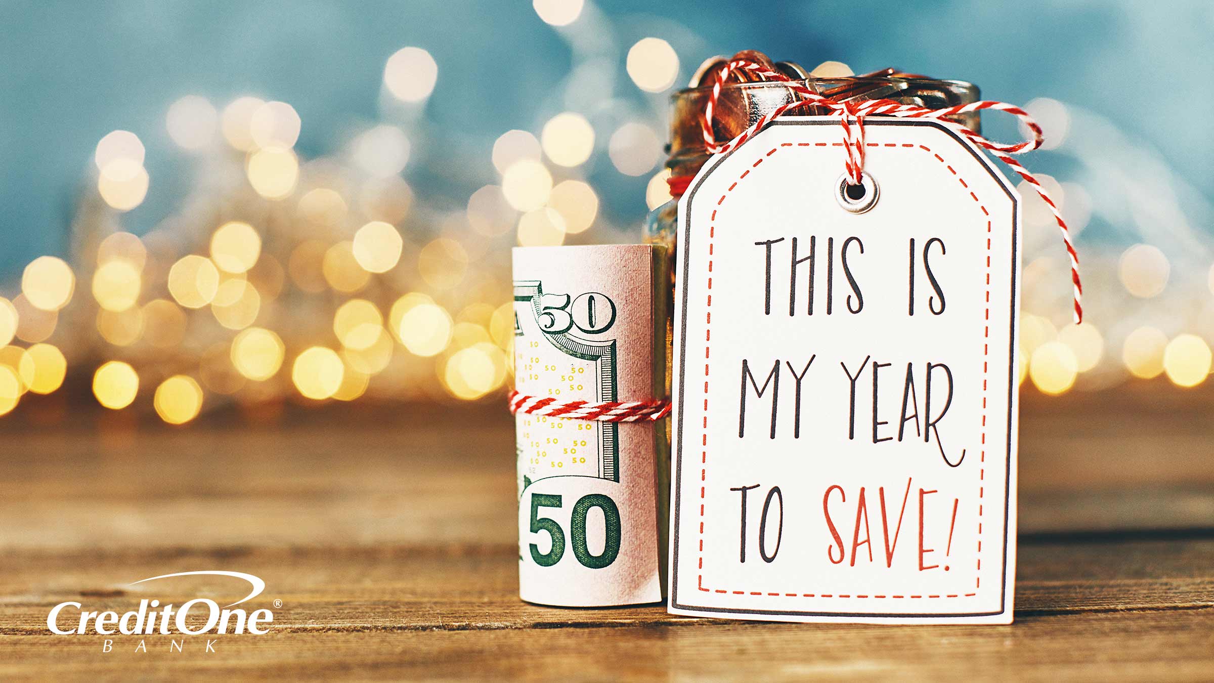 A jar of coins and money showing financial resolutions for the new year