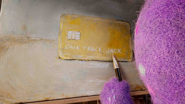 Credit Wrecker: One Track Jack painting a picture of a credit card